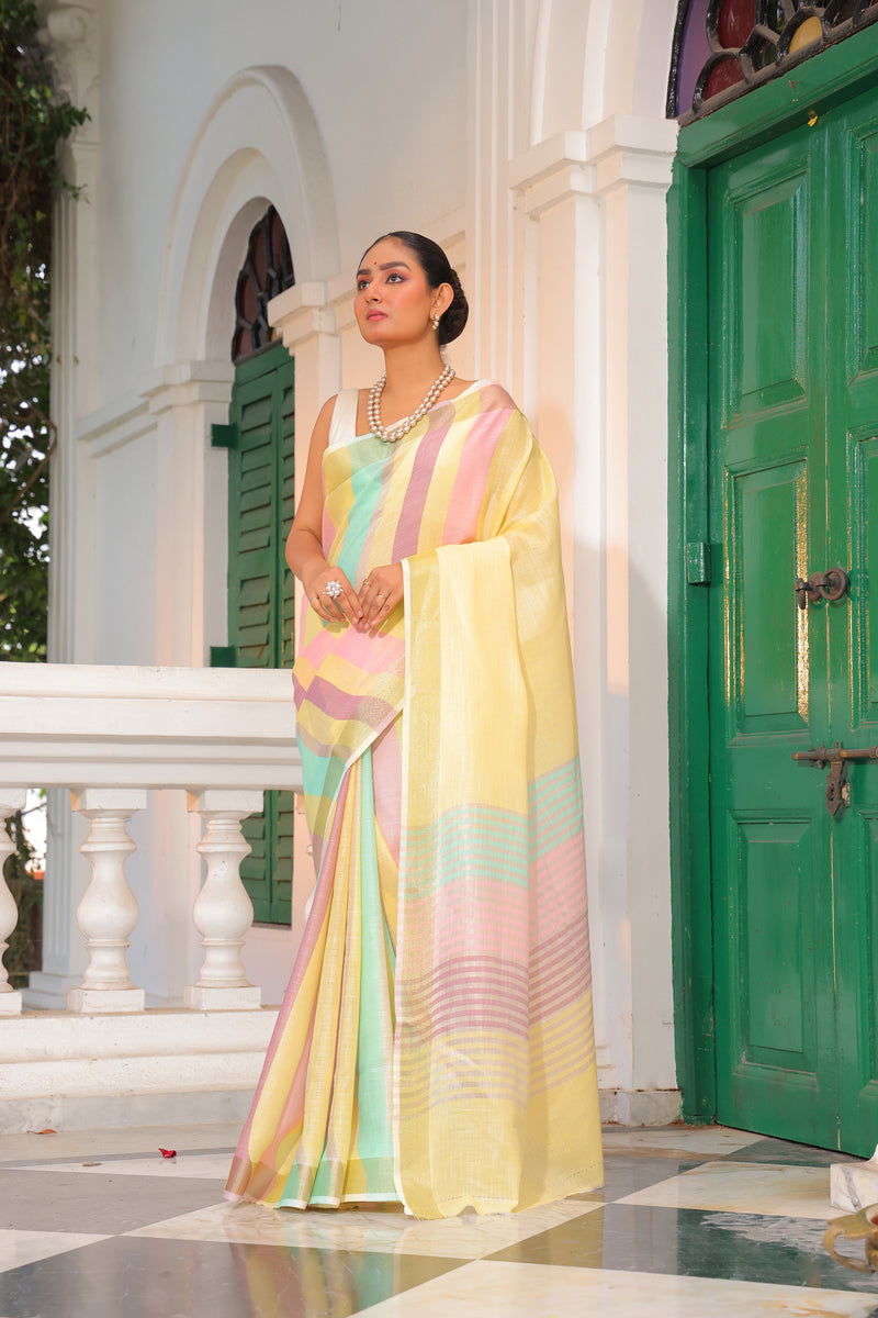 Pure Linen Silk Saree