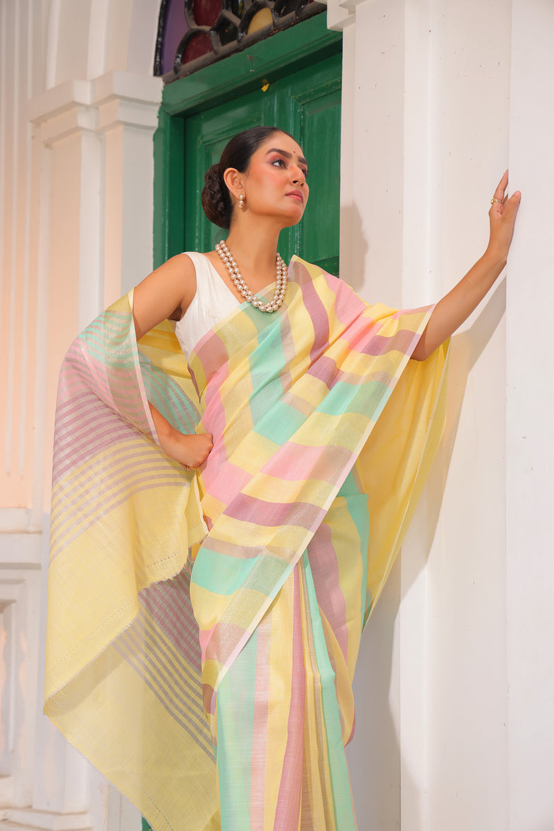 Pure Linen Silk Saree