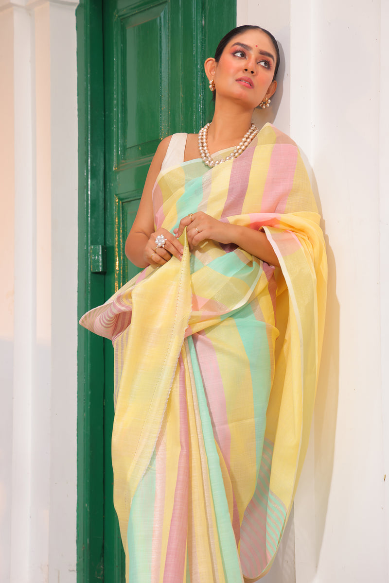 Pure Linen Silk Saree