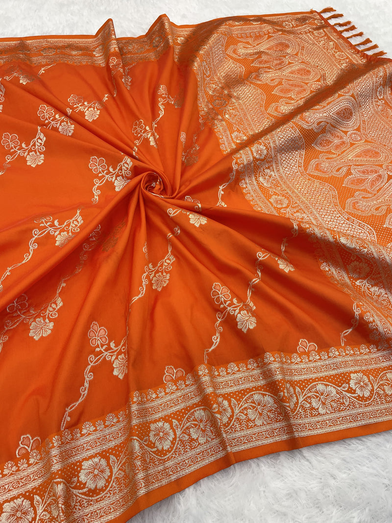 Banarasi Soft Silk Saree with Intricate Silver Zari Jaal & Regal Pallu