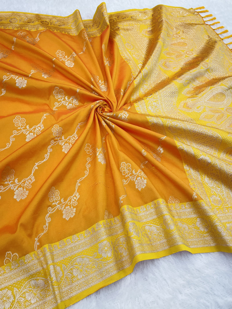 Banarasi Soft Silk Saree with Intricate Silver Zari Jaal & Regal Pallu